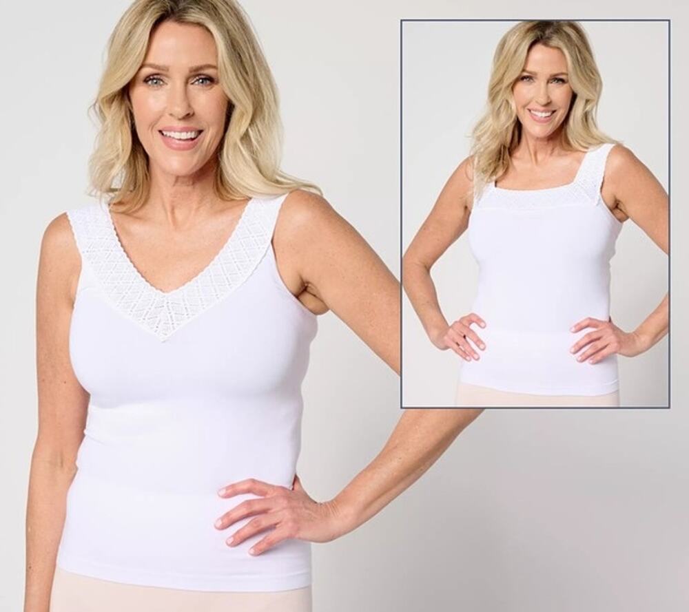 NWT Breezies Comfort Breeze Reversible Seamless Tank w/Lace Neckline XL